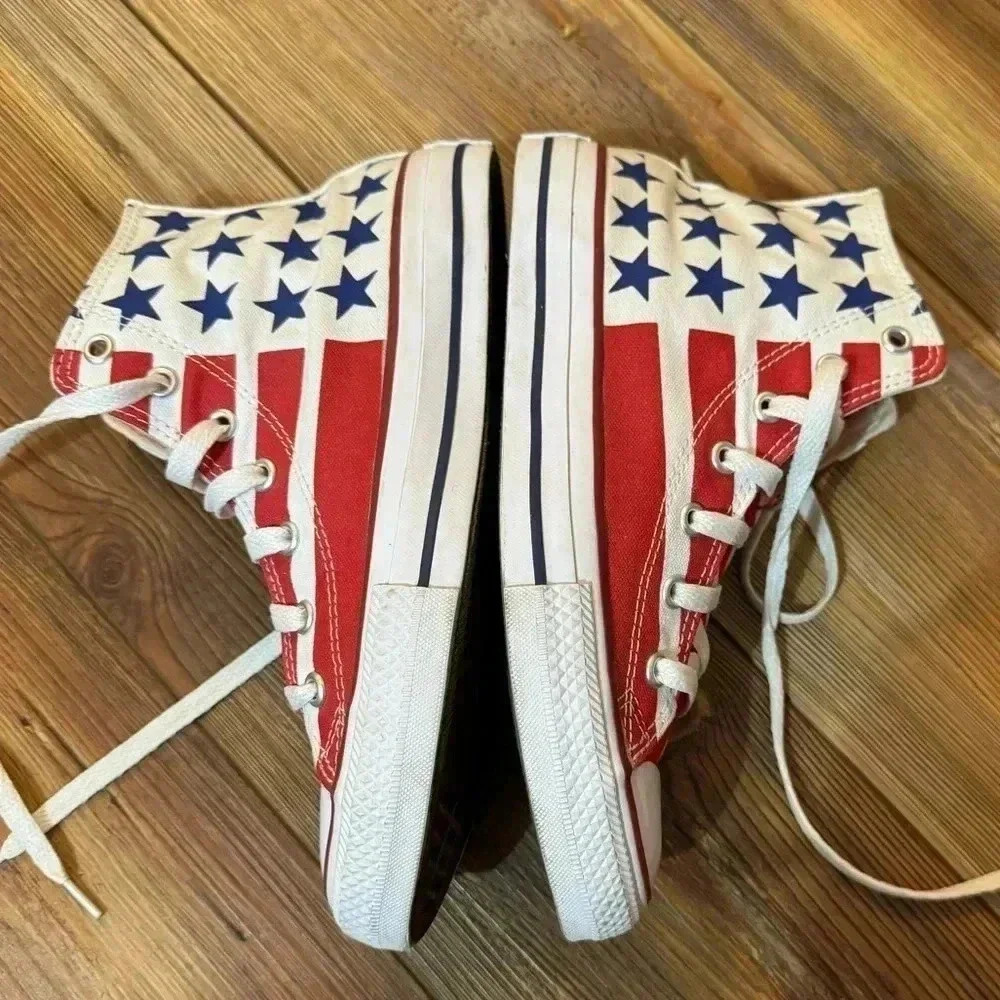 Converse Youth Kid’s Unisex American Flag High Top Sneakers - Size 4 like new - Picture 7 of 16